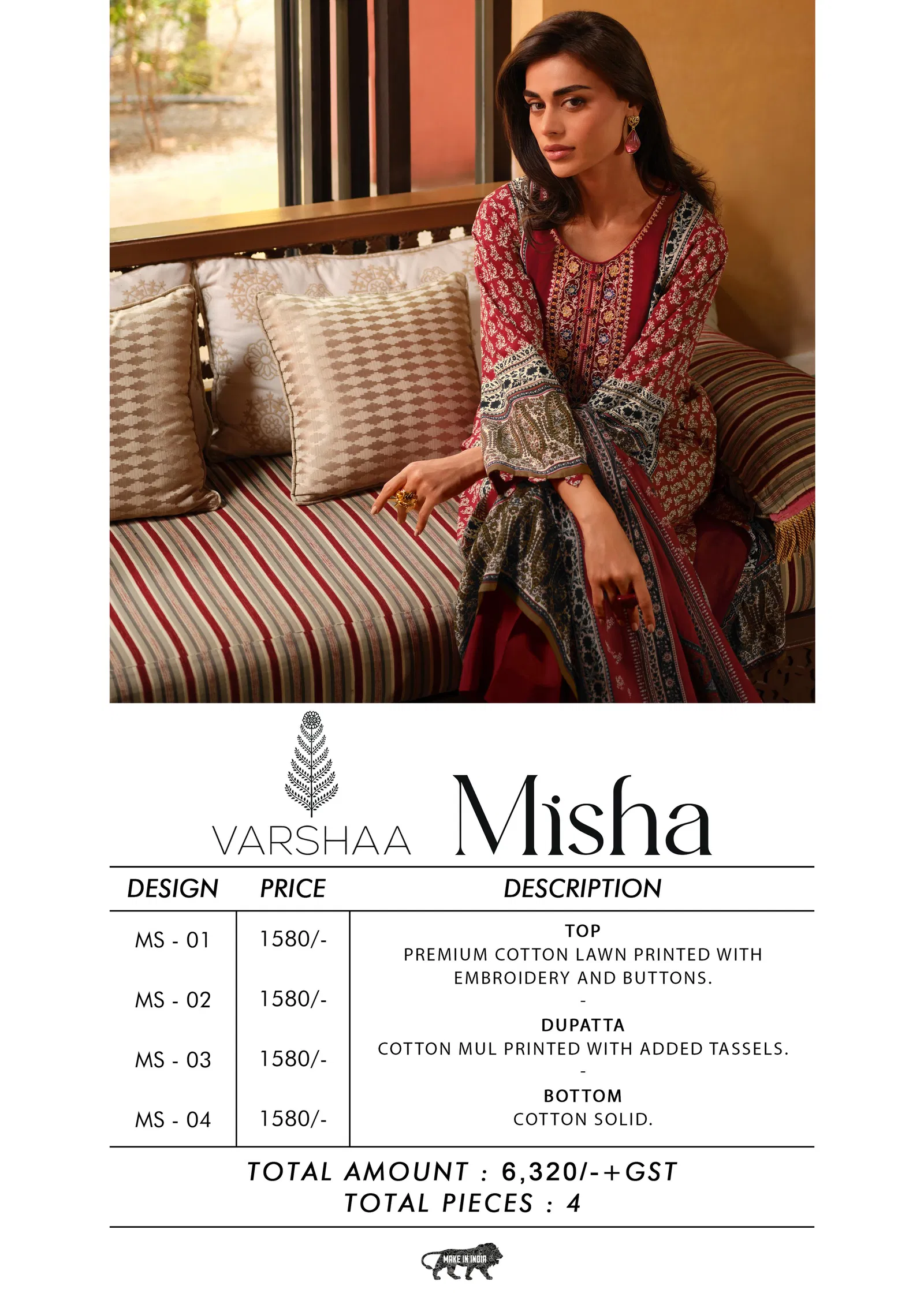 Misha By Varsha Lawn Cotton Printed Embroidery Salwar Suits Suppliers In Mumbai